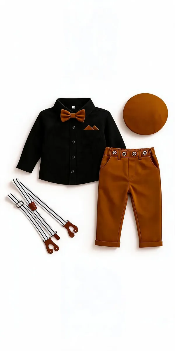 Black_And_Brown_Cotton_Shirt_Trouser_Bow_Tie_Suspender_Set_For_Boys