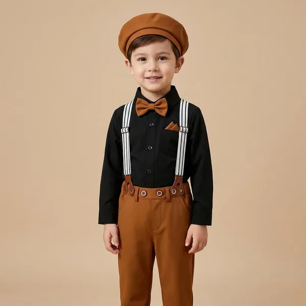 Black_And_Brown_Cotton_Shirt_Trouser_Bow_Tie_Suspender_Set_For_Boys
