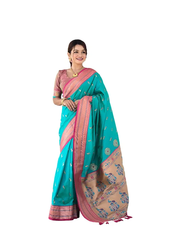 Women_Lichi_Silk_Kanjivaram_Saree_With_Unstitched_Blouse_Piece