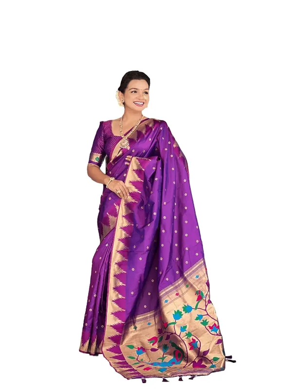 WoMensilk_Blend_Paithani_Saree_With_Unstitched_Blouse_Piece