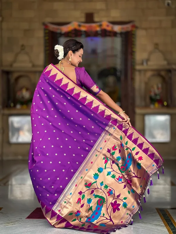 WoMensilk_Blend_Paithani_Saree_With_Unstitched_Blouse_Piece