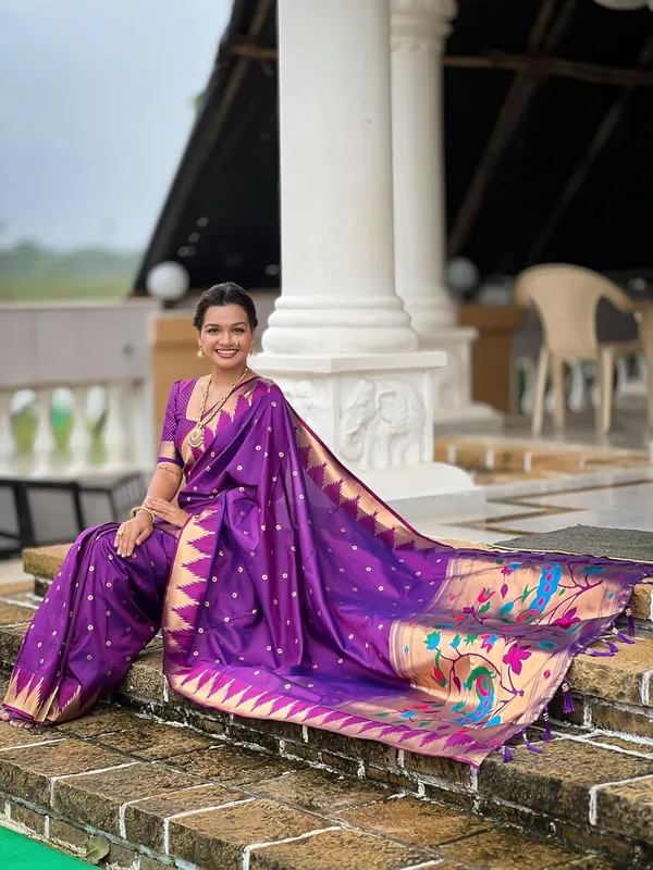 WoMensilk_Blend_Paithani_Saree_With_Unstitched_Blouse_Piece