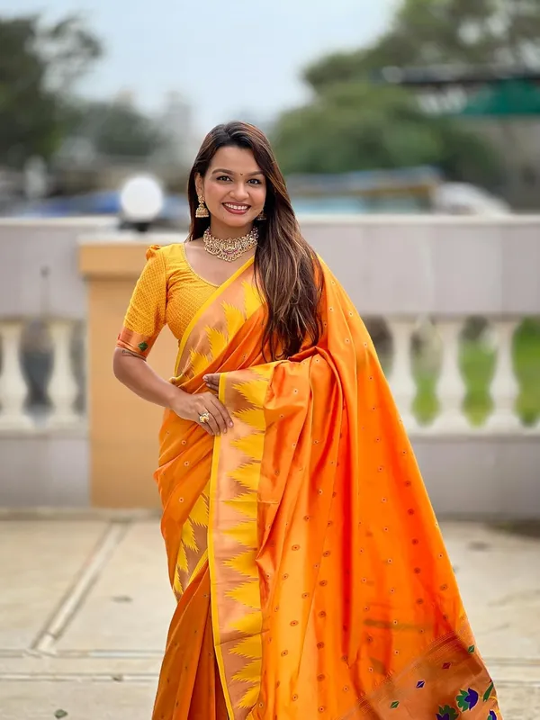 WoMensilk_Blend_Paithani_Saree_With_Unstitched_Blouse_Piece