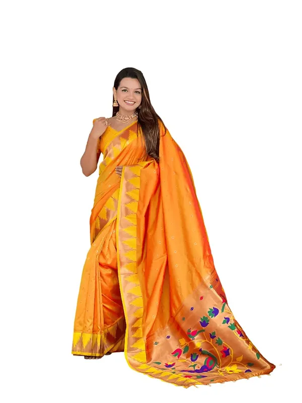 WoMensilk_Blend_Paithani_Saree_With_Unstitched_Blouse_Piece