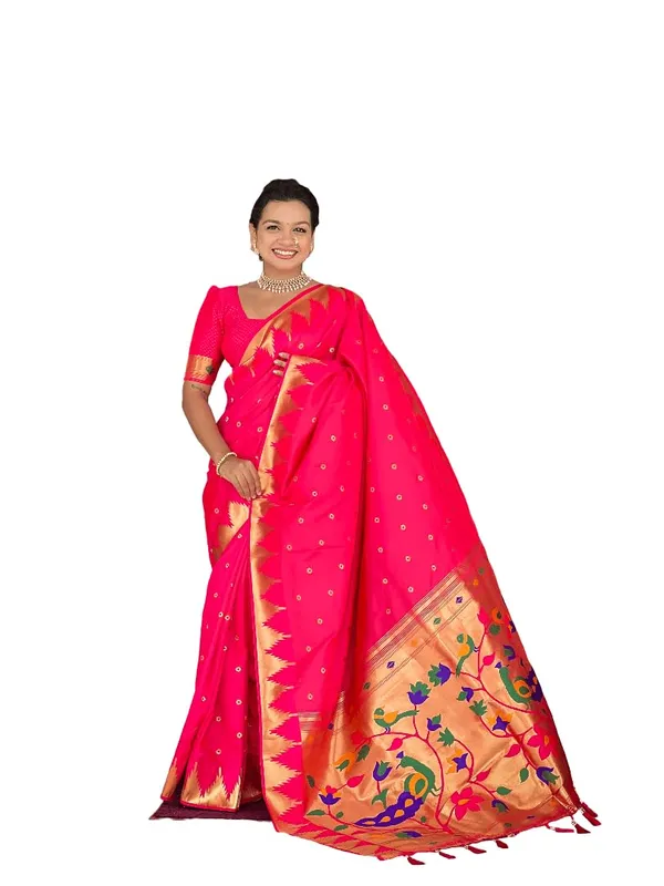 WoMensilk_Blend_Paithani_Saree_With_Unstitched_Blouse_Piece