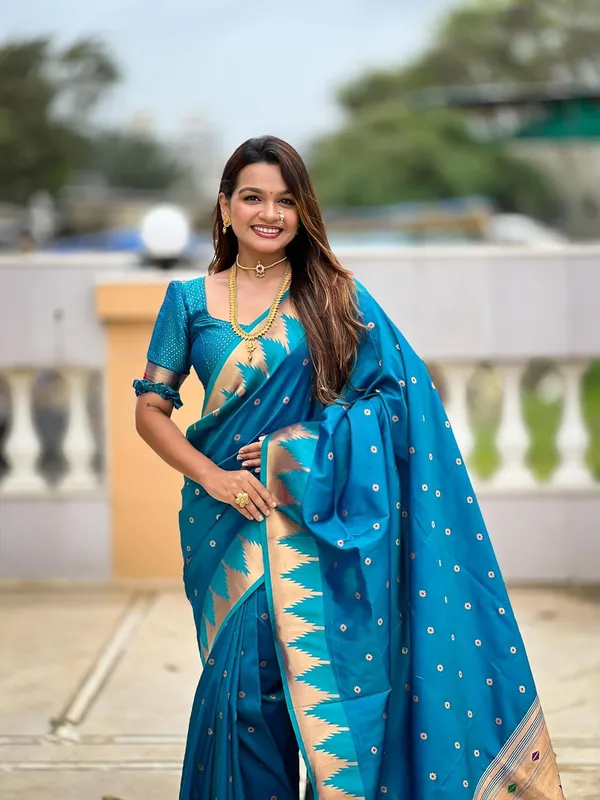 WoMensilk_Blend_Paithani_Saree_With_Blouse_Piece
