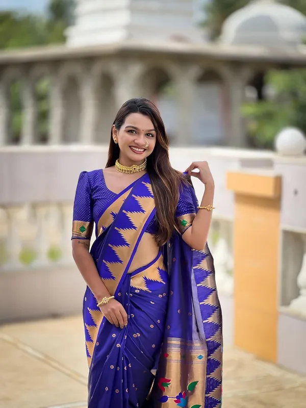 WoMensilk_Blend_Paithani_Saree_With_Unstitched_Blouse_Piece