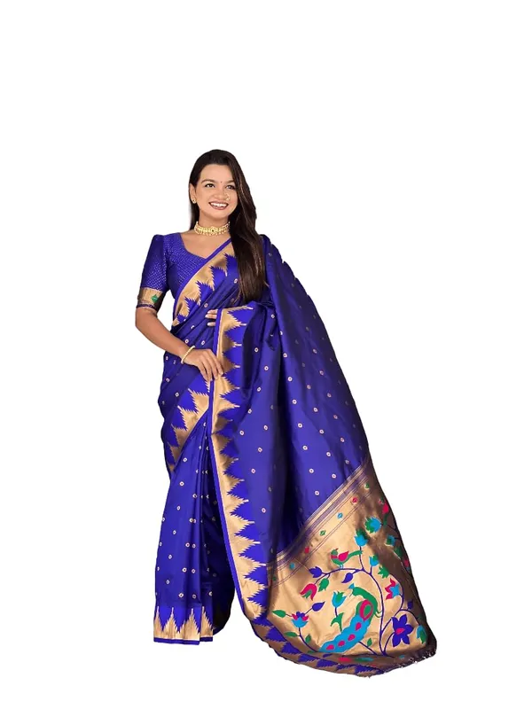 WoMensilk_Blend_Paithani_Saree_With_Unstitched_Blouse_Piece