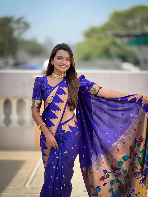 WoMensilk_Blend_Paithani_Saree_With_Unstitched_Blouse_Piece