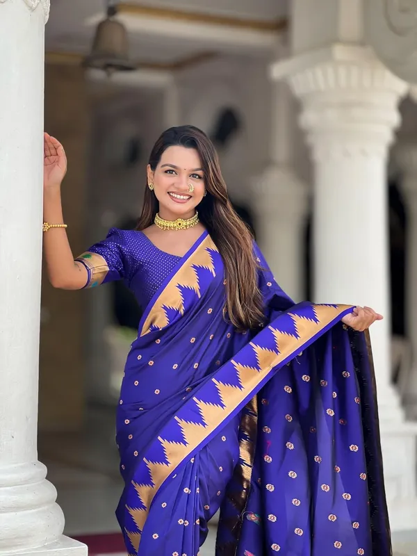 WoMensilk_Blend_Paithani_Saree_With_Unstitched_Blouse_Piece