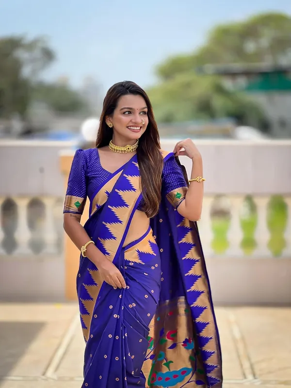 WoMensilk_Blend_Paithani_Saree_With_Unstitched_Blouse_Piece
