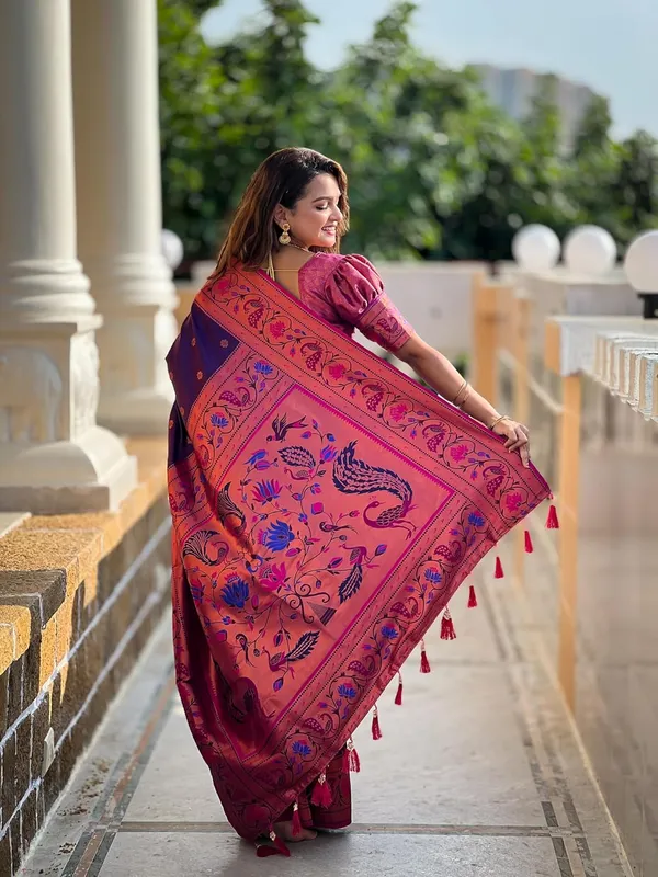 Kanjivaram_Paithani_Silk_Saree_With_Blouse_Piece