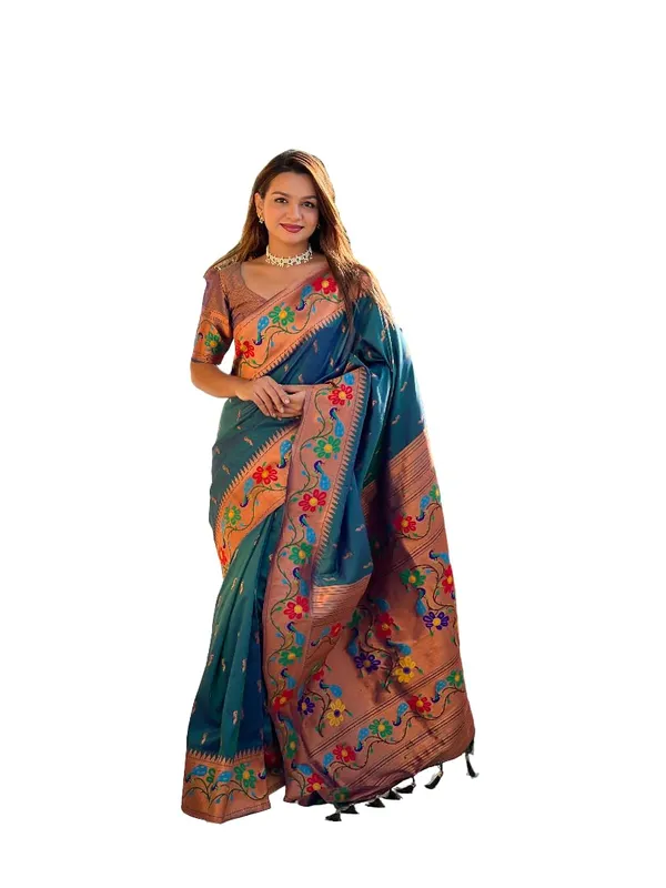 Women_Kanjivaram_Paithani_Silk_Saree_With_Blouse_Piece