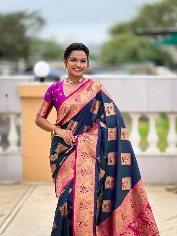 Banarasi_Silk_Blend_Saree_With_Blouse_Piece