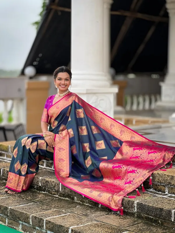 Banarasi_Silk_Blend_Saree_With_Blouse_Piece