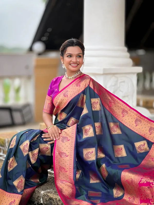Banarasi_Silk_Blend_Saree_With_Blouse_Piece