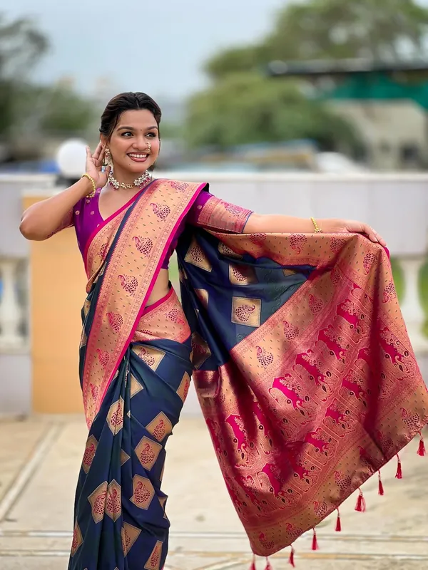 Banarasi_Silk_Blend_Saree_With_Blouse_Piece