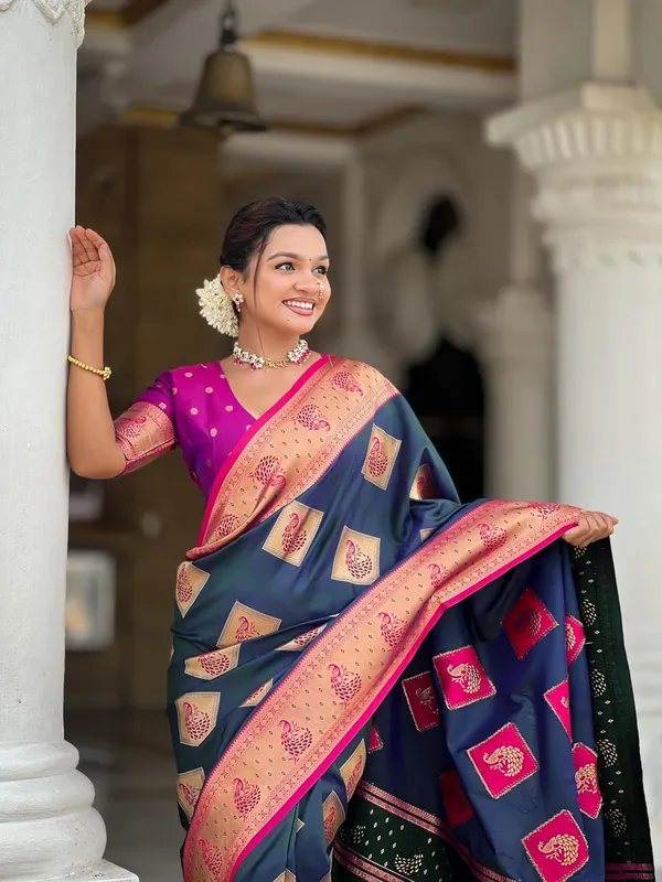 Banarasi_Silk_Blend_Saree_With_Blouse_Piece