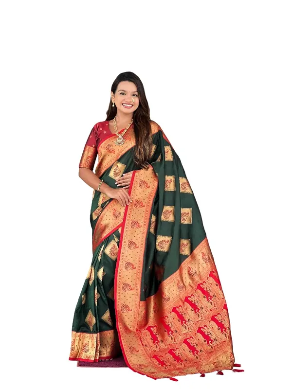 Banarasi_Silk_Blend_Saree_With_Blouse_Piece