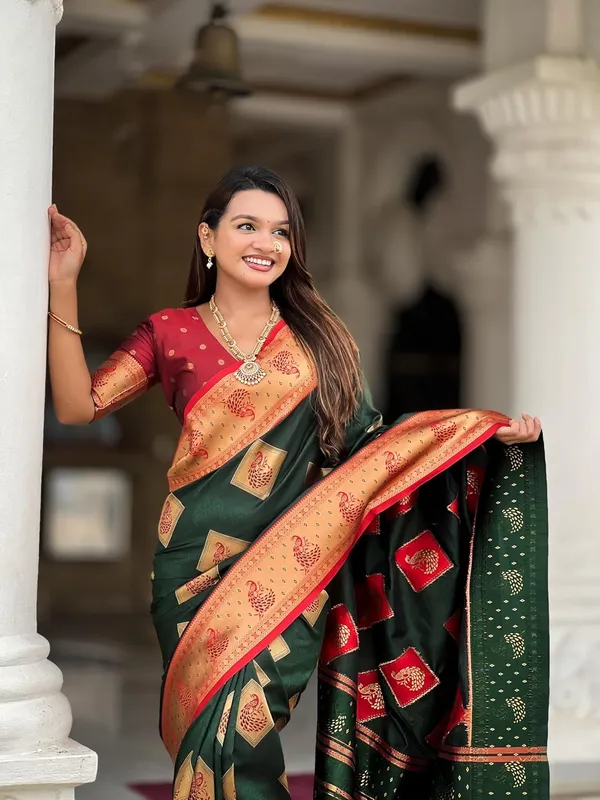 Banarasi_Silk_Blend_Saree_With_Blouse_Piece