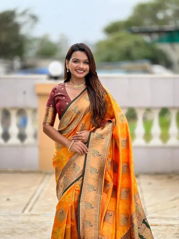 Banarasi_Silk_Blend_Woven_Saree_With_Blouse_Piece