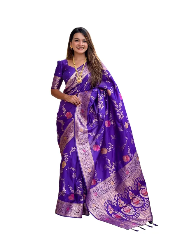 Banarasi_Silk_Blend_Saree_With_Blouse_Piece