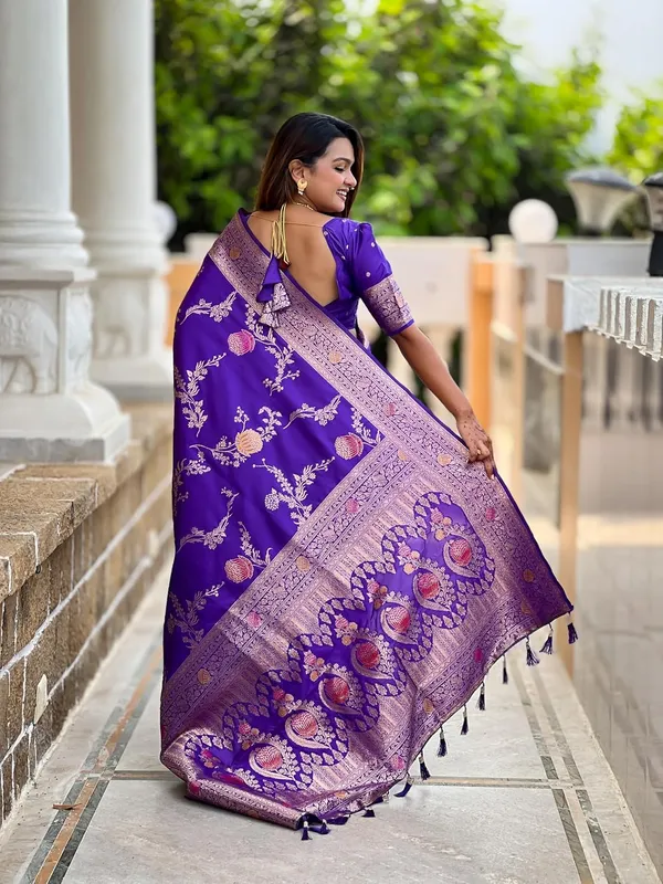 Banarasi_Silk_Blend_Saree_With_Blouse_Piece