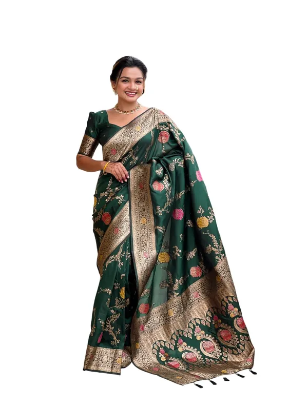 Banarasi_Silk_Blend_Saree_With_Blouse_Piece