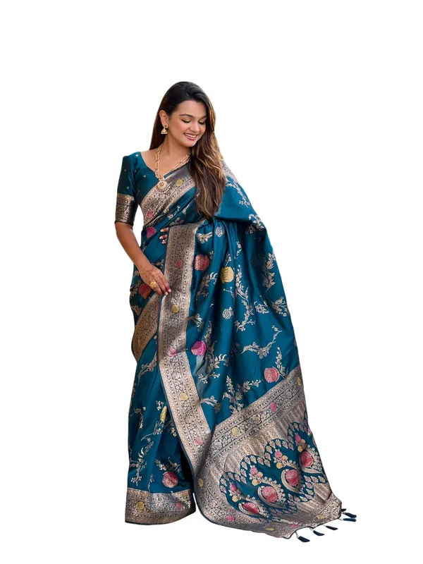 Banarasi_Silk_Blend_Saree_With_Blouse_Piece