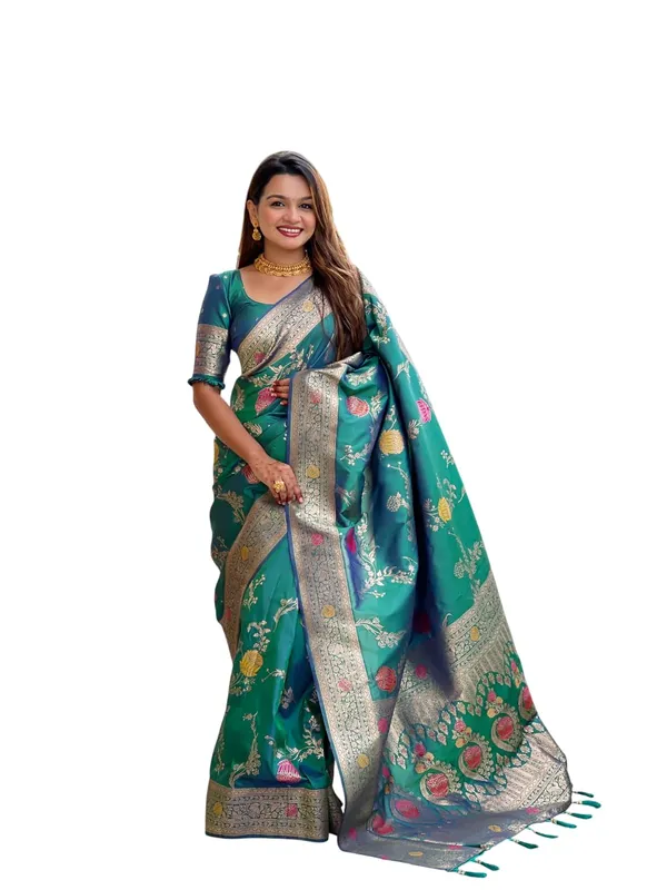 Banarasi_Silk_Blend_Woven_Saree_With_Blouse_Piece