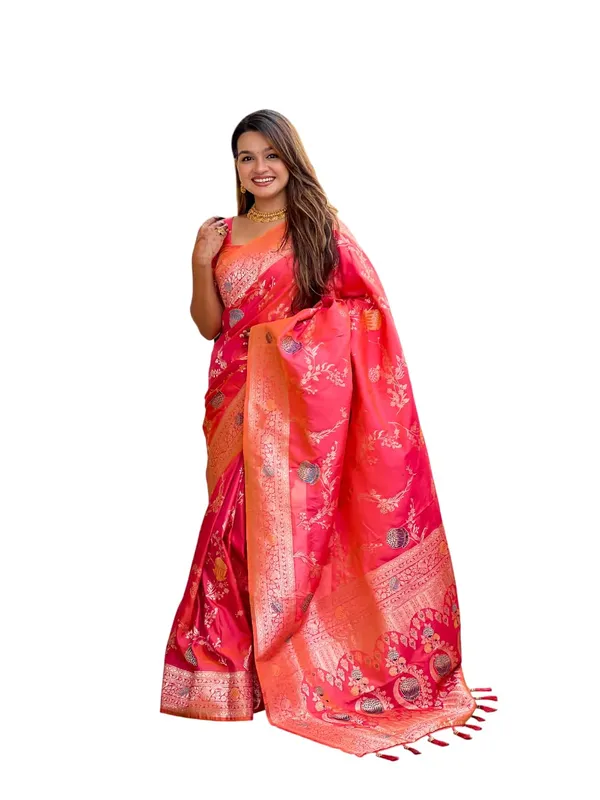 Banarasi_Silk_Blend_Woven_Saree_With_Blouse_Piece