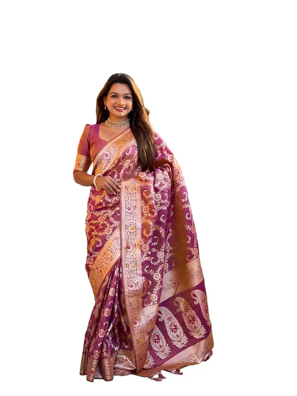 Banarasi_Silk_Blend_Saree_With_Blouse_Piece