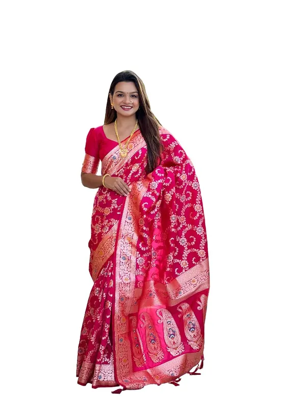 Banarasi_Silk_Blend_Woven_Saree_With_Blouse_Piece