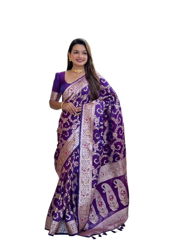 Banarasi_Silk_Blend_Saree_With_Blouse_Piece