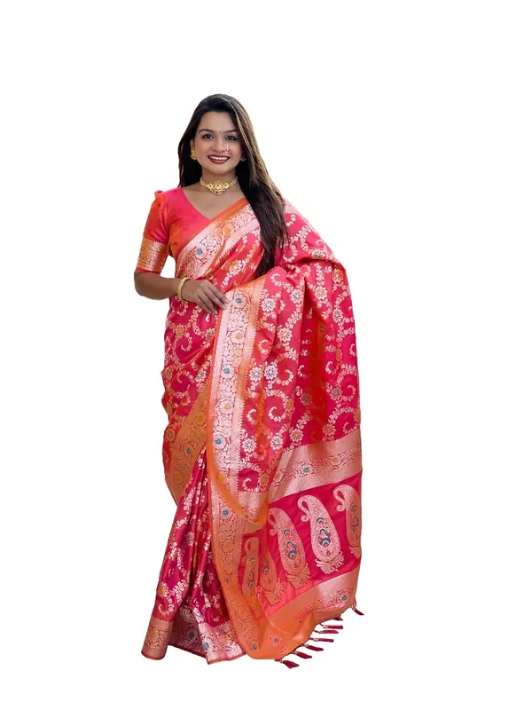 Banarasi_Silk_Blend_Woven_Saree_With_Blouse_Piece