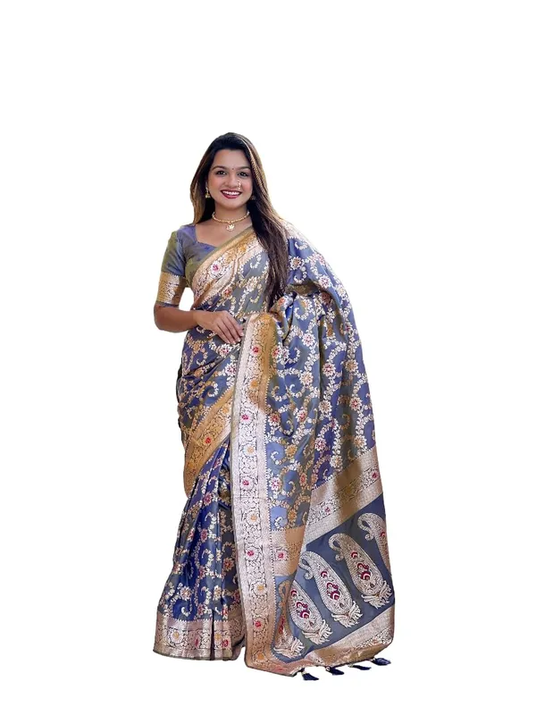 Banarasi_Silk_Blend_Saree_With_Blouse_Piece