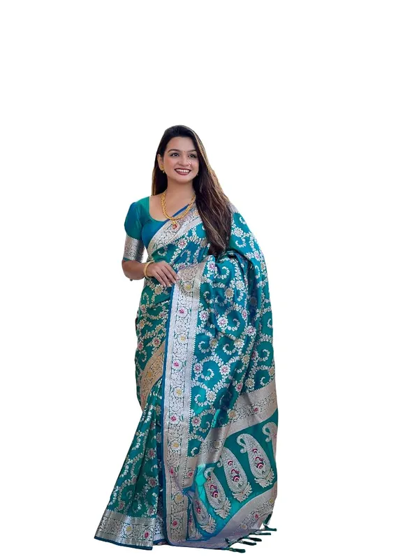 Banarasi_Silk_Blend_Saree_With_Blouse_Piece