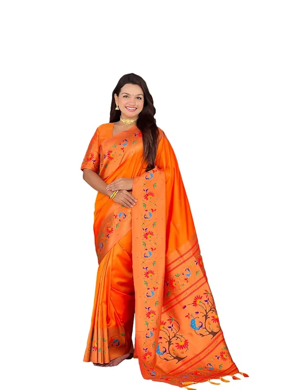 WoMensilk_Paithani_Jacquard_Saree_With_Blouse_Piece