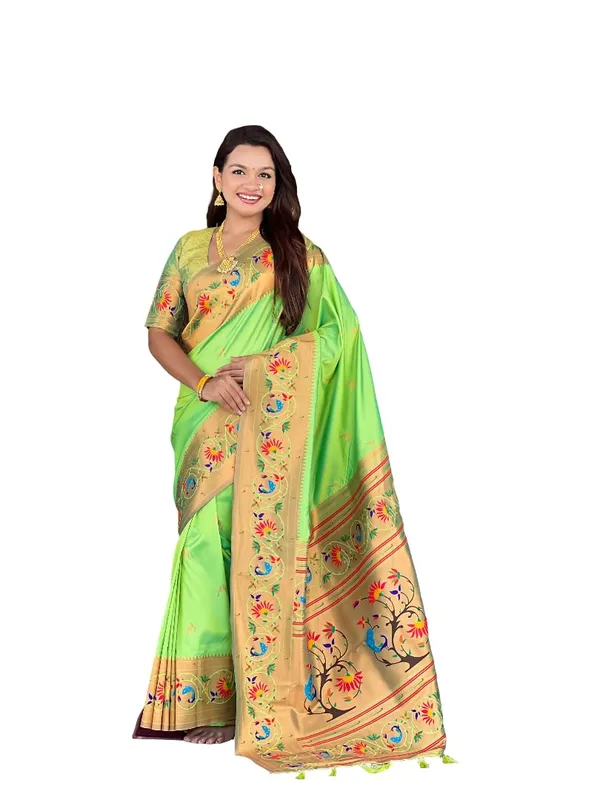 WoMensilk_Paithani_Jacquard_Saree_With_Blouse_Piece