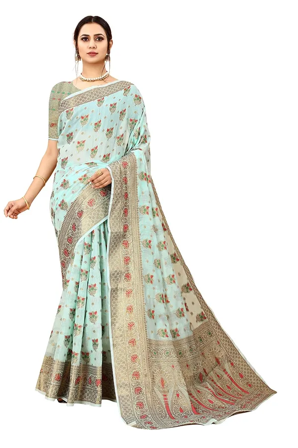 Women_Cotton_Silk_Kanjeevaram_Saree_With_Blouse_Piece