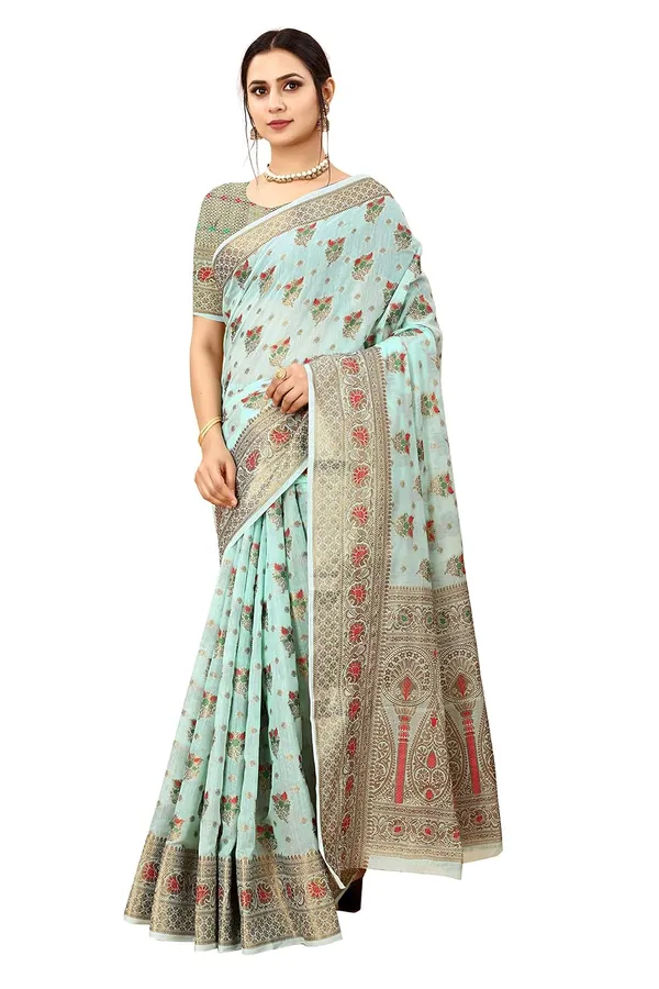 Women_Cotton_Silk_Kanjeevaram_Saree_With_Blouse_Piece