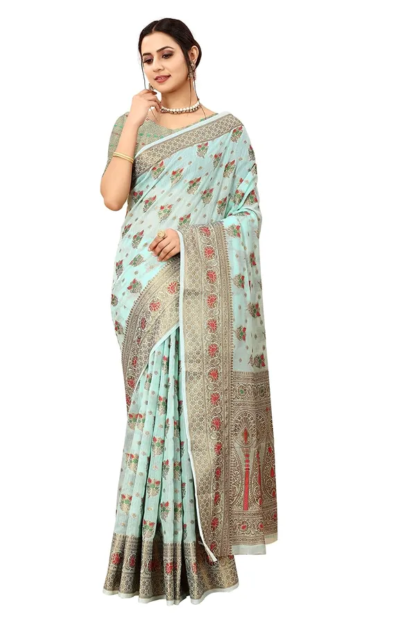 Women_Cotton_Silk_Kanjeevaram_Saree_With_Blouse_Piece