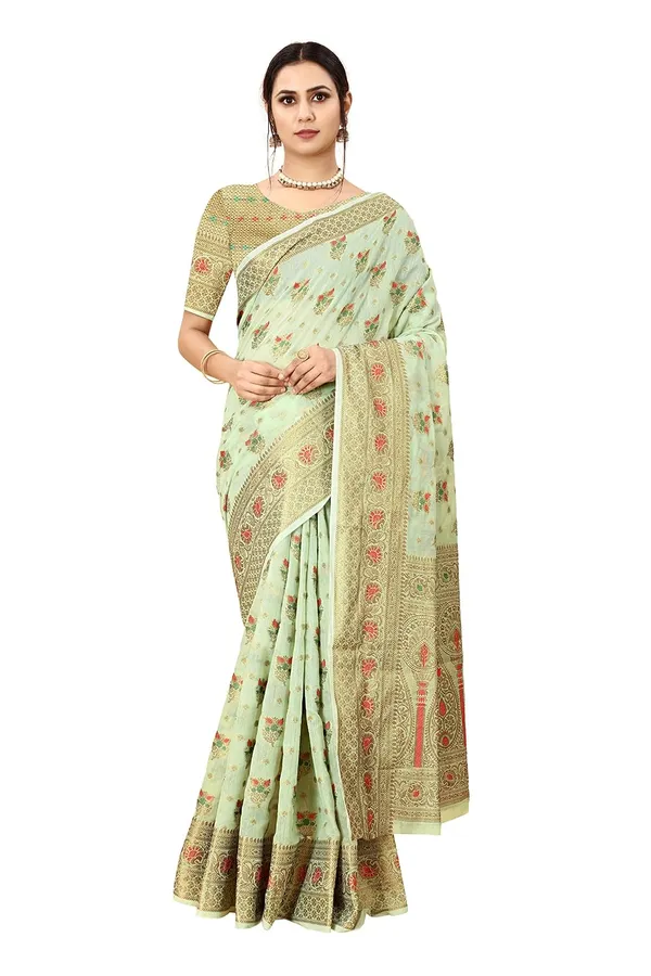 Women_Cotton_Silk_Kanjeevaram_Saree_With_Blouse_Piece