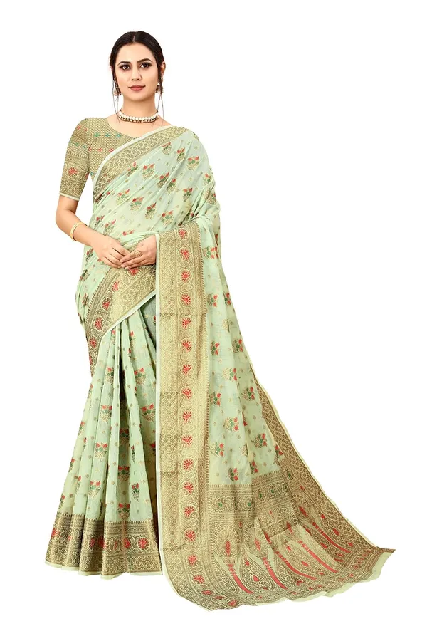 Women_Cotton_Silk_Kanjeevaram_Saree_With_Blouse_Piece