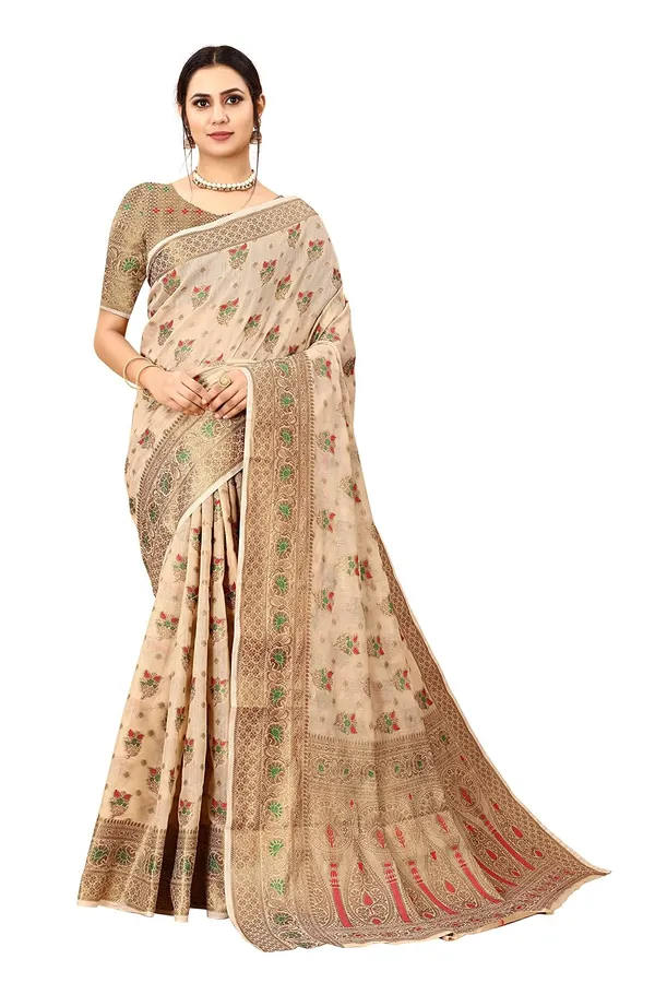 Women_Cotton_Silk_Kanjeevaram_Saree_With_Blouse_Piece