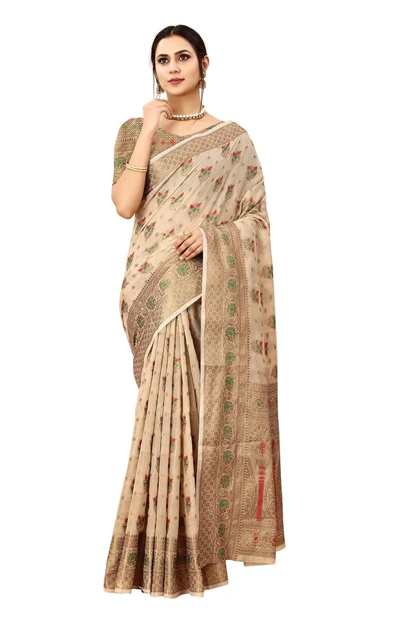 Women_Cotton_Silk_Kanjeevaram_Saree_With_Blouse_Piece