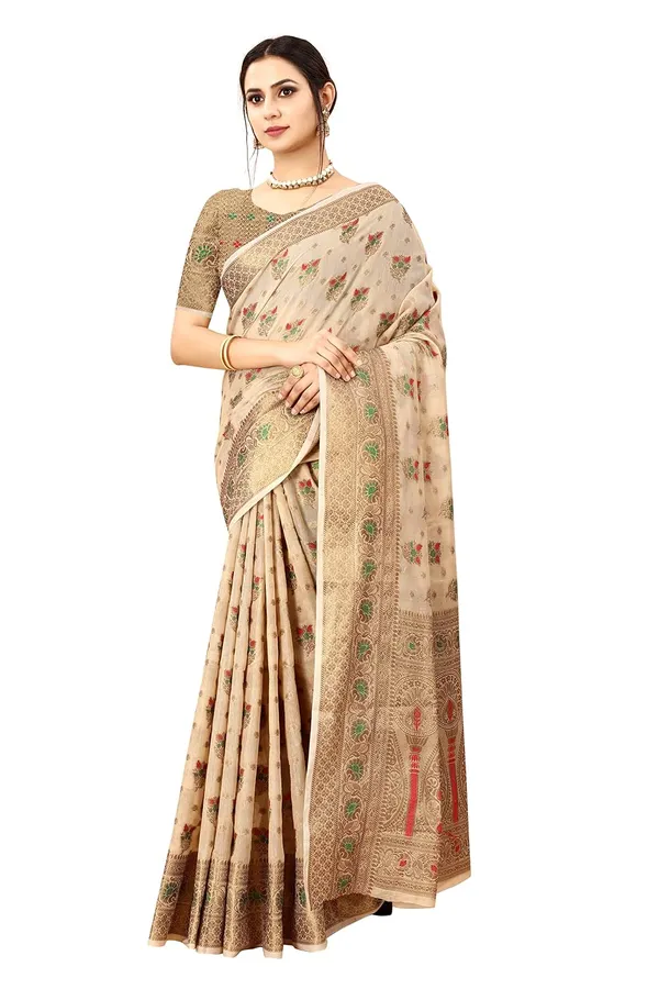 Women_Cotton_Silk_Kanjeevaram_Saree_With_Blouse_Piece