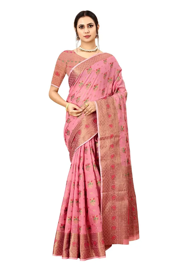 Women_Cotton_Silk_Kanjeevaram_Saree_With_Blouse_Piece