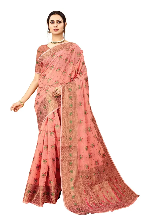 Women_Cotton_Silk_Kanjeevaram_Saree_With_Blouse_Piece