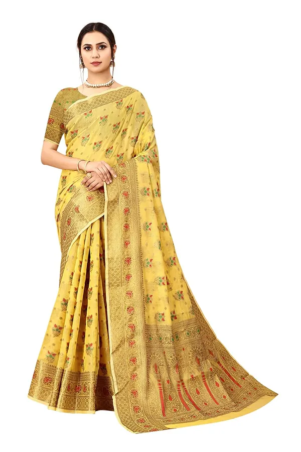 Women_Cotton_Silk_Kanjeevaram_Saree_With_Blouse_Piece